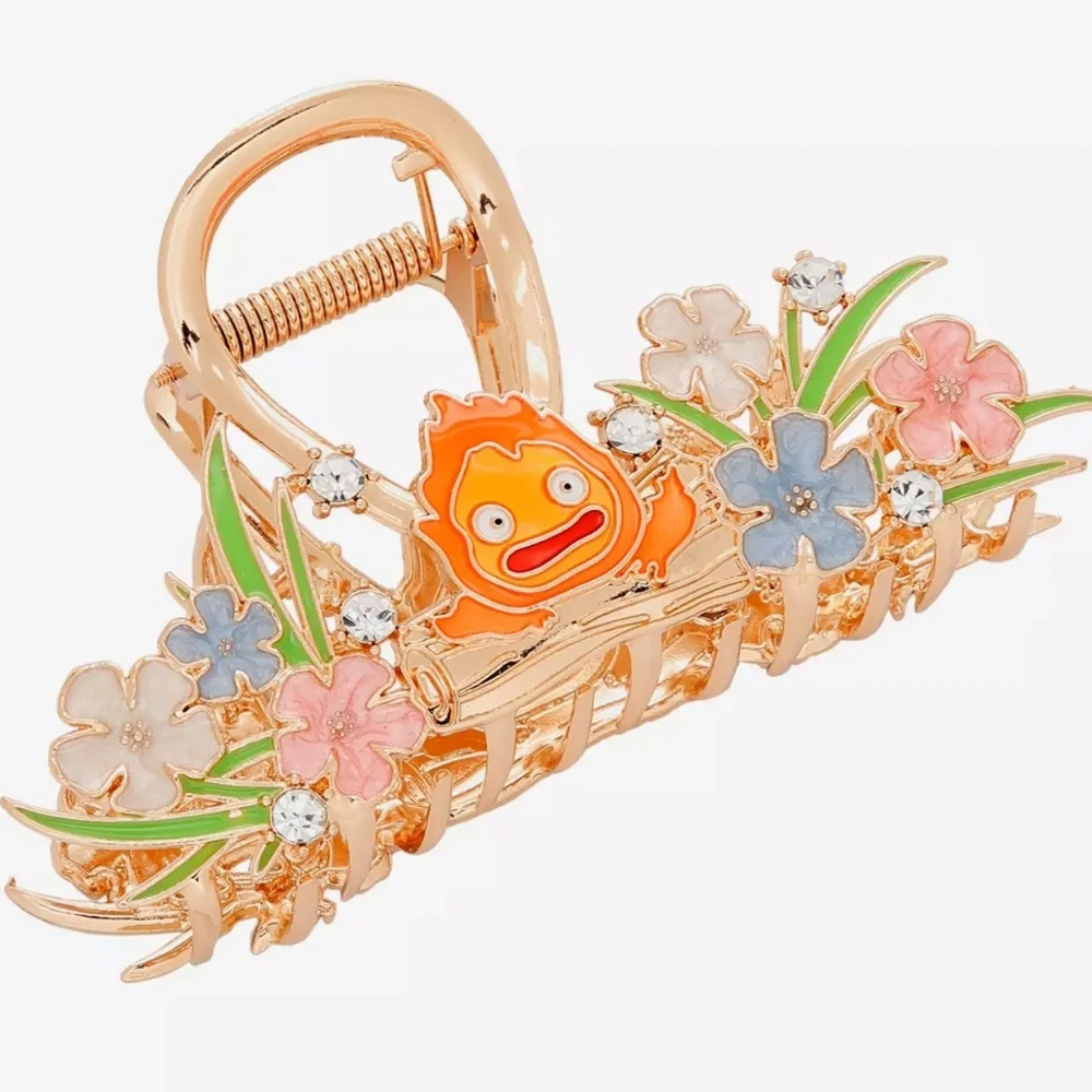 Studio Ghibli Howls Moving Castle Calcifer Fire Claw Clip Metal Strong Enamel